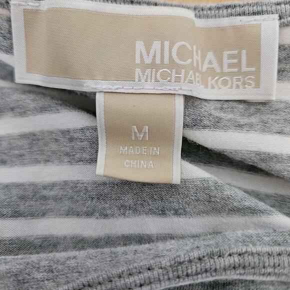 Michael Kors Mini Length Dress Gray & White striped womens M Drawstring Waist - Picture 8 of 9
